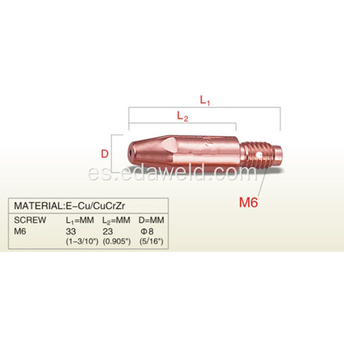 Consejo de contacto de soldadura Fronius M6x33 E-Cu